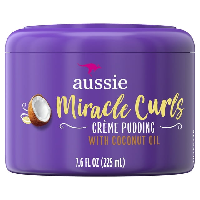 Aussie Miracle Curls with Coconut Oil, Paraben Free Cream Pudding, for Curly Hair 7.6 fl oz