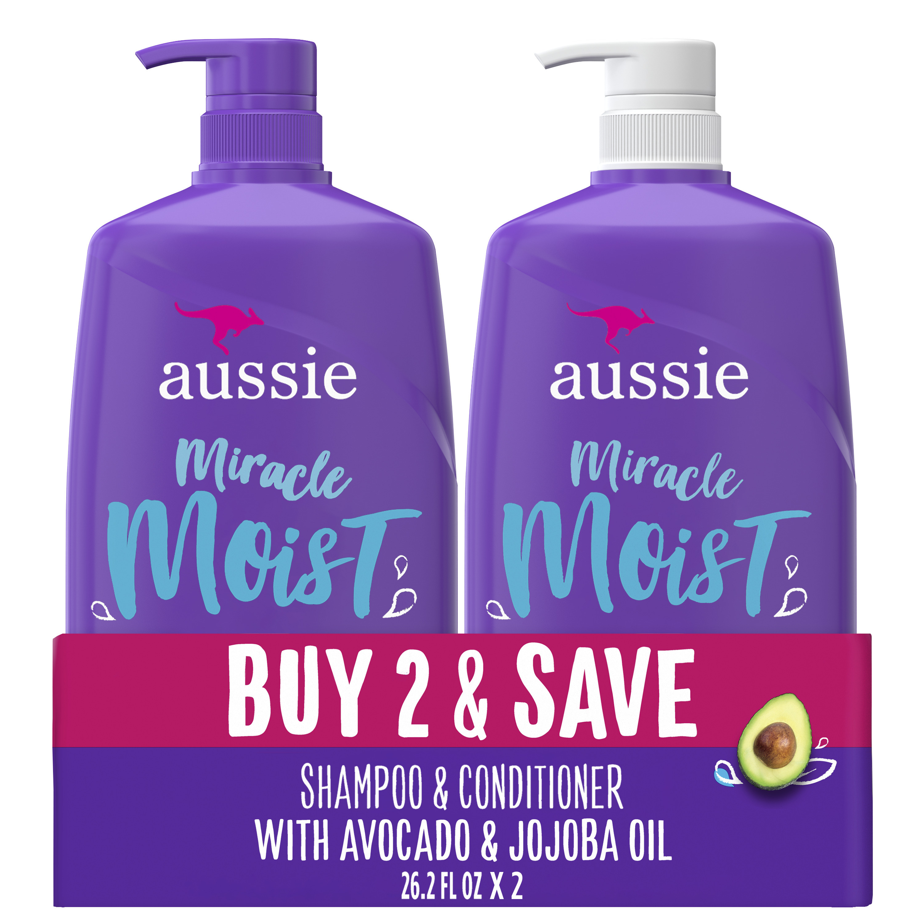 Aussie Miracle Moist Shampoo and Conditioner Hair Set, 26.2 fl oz - image 1 of 9