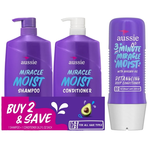 Aussie Miracle Moist Shampoo and Conditioner with 3 Minute Miracle Deep Conditioner