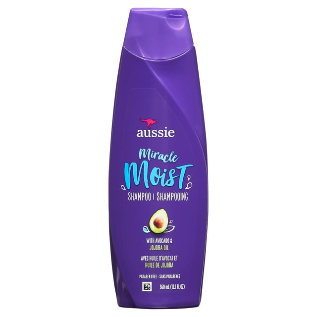 Aussie Miracle Moist Shampoo for All Hair Types with Avocado, Moisturizing, Paraben Free, 12.1 fl oz