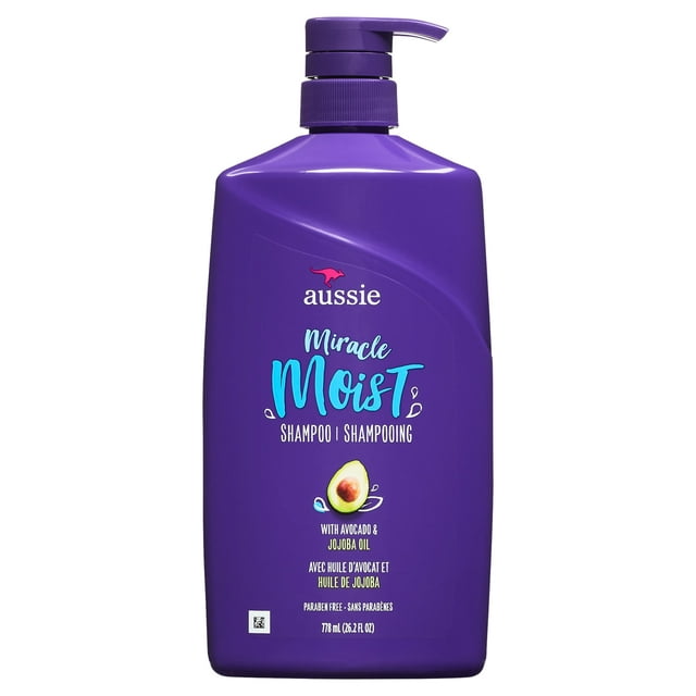 Aussie Miracle Moist Shampoo with Avocado, Paraben Free,  For All Hair Types 26.2 fl oz