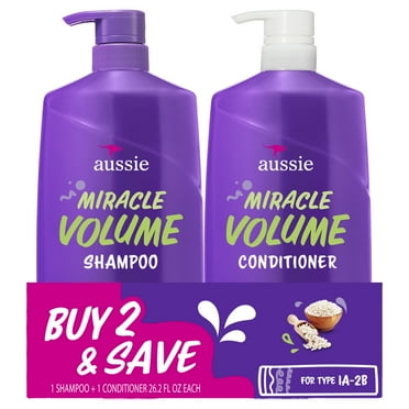Aussie Miracle Volume Shampoo and Conditioner Dual Pack Hair Set, All Hair Types, 26.2 fl oz