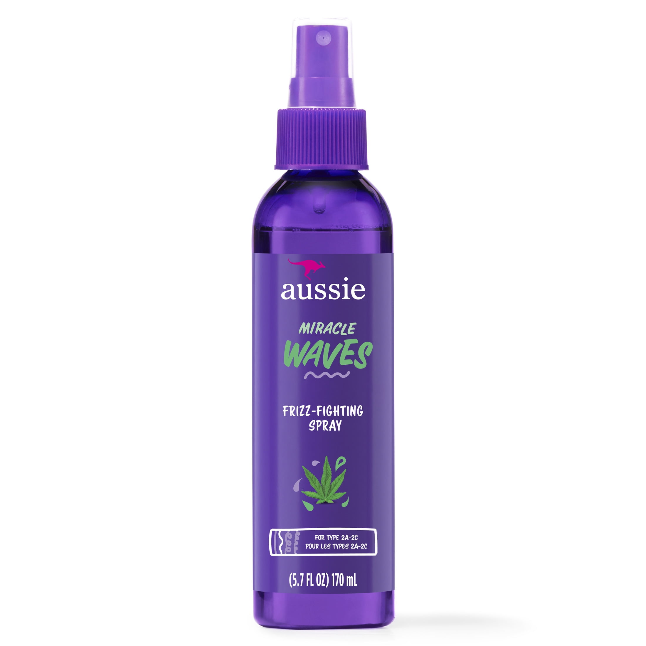 Aussie Miracle Waves Frizz-Fighting Spray with Hemp Seed Oil, Sulfate Free, 5.7 fl. oz.