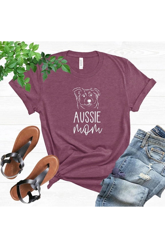Aussie Mom Shirt, Dog Mama Shirt, Australian Shepherd Dog Tee, Mothers Day, Pet Owner Shirt, Cute Aussie Face Tee, Dog Lover T-Shirt, F4618 All Size S-5Xl
