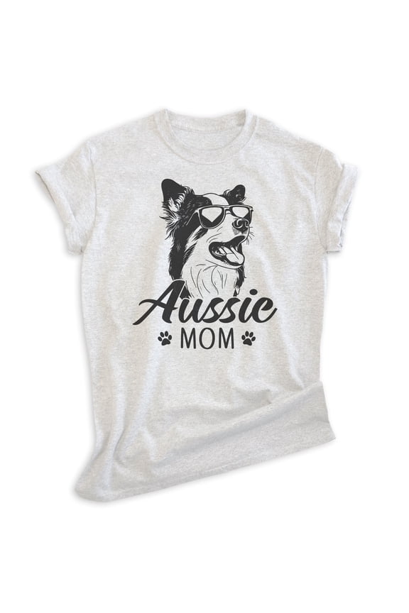 Aussie Mom T-Shirt, Unisex Women's Shirt, Australian Shepherd, Aussie Owner, Funny Dog Mom Gift, Heather Ash, X-Small
