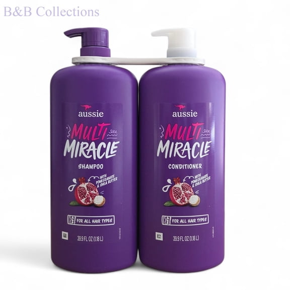 Aussie Multi Miracle Shampoo & Conditioner Set, Pomegranate & Shea Butter, 39.9 fl oz Each