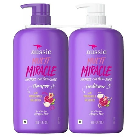 Aussie Multi Miracle Shampoo and Conditioner Pom and Shea Butter 33 Fl Oz (2 Pack)