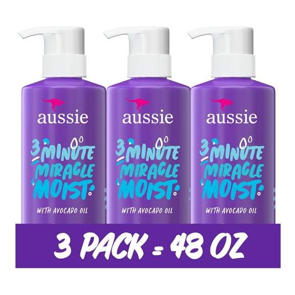 Aussie Paraben-Free Miracle Moist 3 Minute Miracle Conditioner w/ Avocado, 16.0 fl oz, 3 Pack