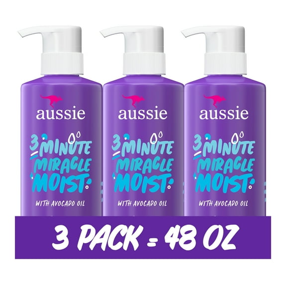 Aussie Paraben-Free Miracle Moist 3 Minute Miracle Conditioner w/ Avocado, 16.0 fl oz, 3 Pack