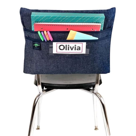 Aussie Pouch 2007087 15 in. Classic Chair Double Pockets, Navy Trim - Medium