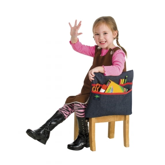 Aussie Pouch 1494003 Chair Pocket with Double Pocket Design & Name Tag Pocket - Large, 17 in. - Blue Trim