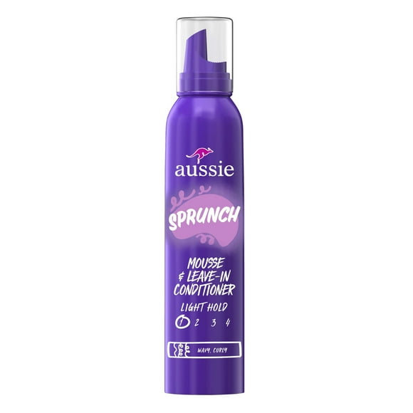 Aussie Sprunch Mousse & Leave-in Conditioner for Curly & Wavy Hair, Unisex, 6 oz