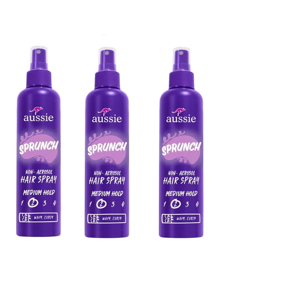 Aussie Sprunch Non-Aerosol Hair Spray for Curly Hair and Wavy Hair, 8.5 fl oz (3 Pack)