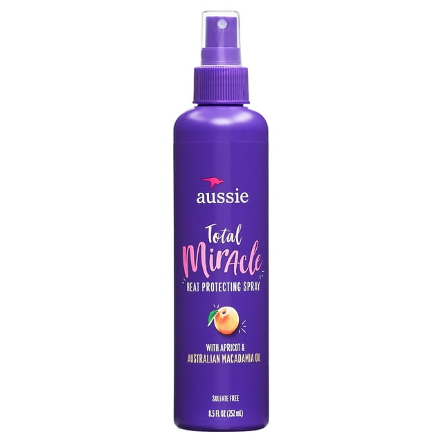 Aussie Total Miracle Heat Protecting Spray, for All Hair Types, Sulfate