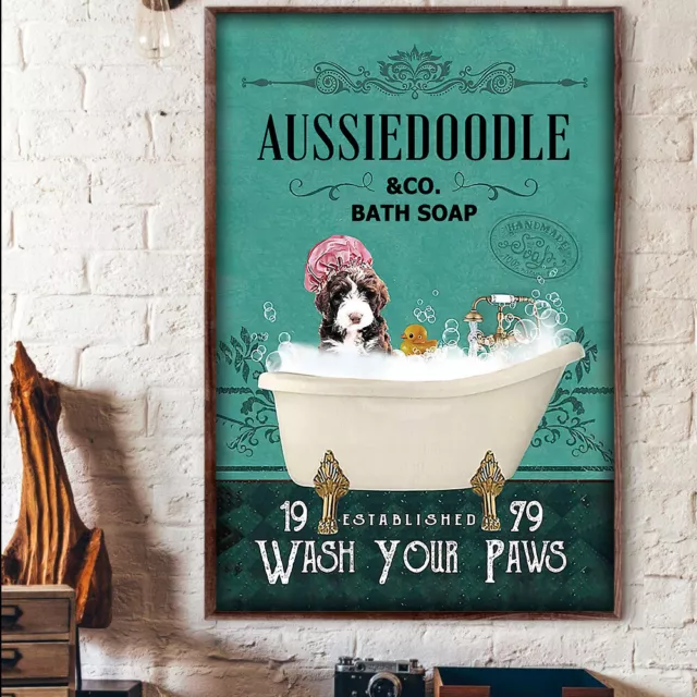 Targa In Metallo Vintage Con Cane Shih Tzu Dog Co. Bath Soap Wash Your