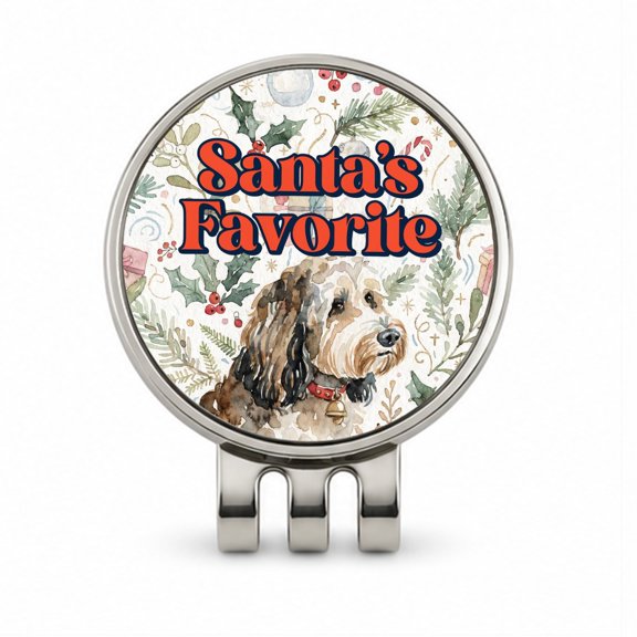 Aussiedoodle Dog Christmas Santa's Favorite Golf Hat Clip with Removable Magnetic Ball Marker