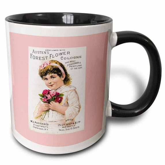 Austens Forest Flower Cologne Girl with Bouquet of Roses 11oz Two-Tone Black Mug mug-169729-4