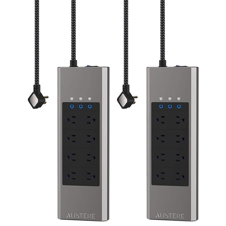 Austere 7S-PS8-US1 7-Series 8 Outlet Surge Protection Power Strip with USB-C PD Port (2-Pack)