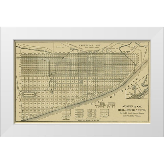 Austin 18x13 White Modern Wood Framed Museum Art Print Titled - Galveston Texas - Austin 1891
