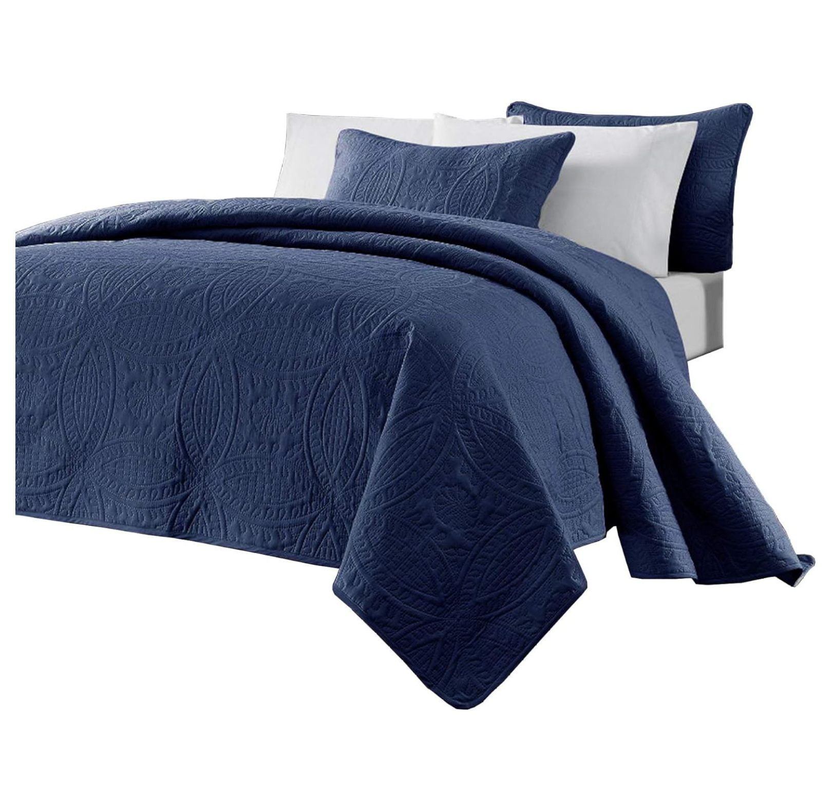 Austin Navy Queen Microfiber Bedspread with Shams