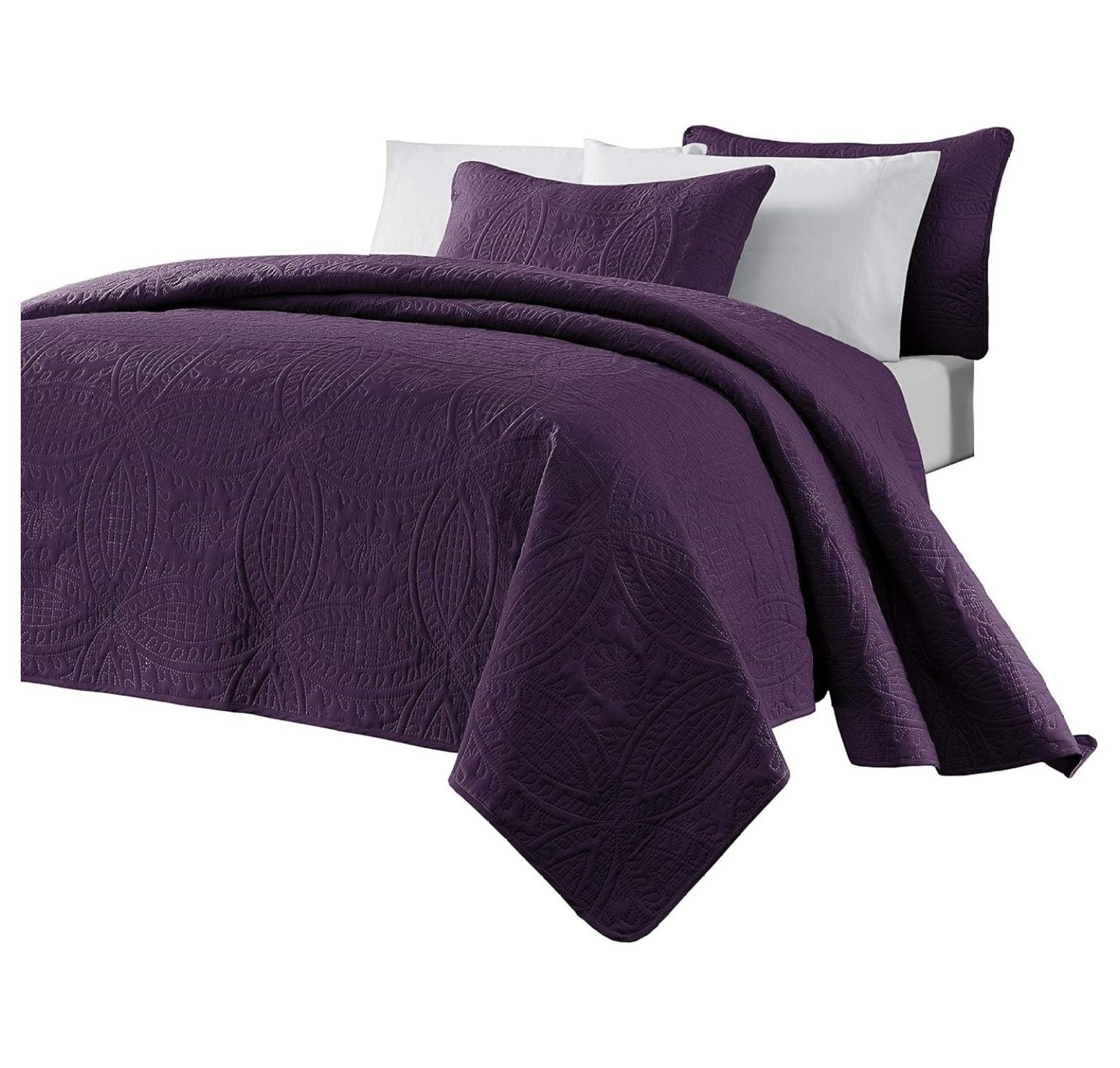 Austin Purple Queen Microfiber Reversible Bedspread Set