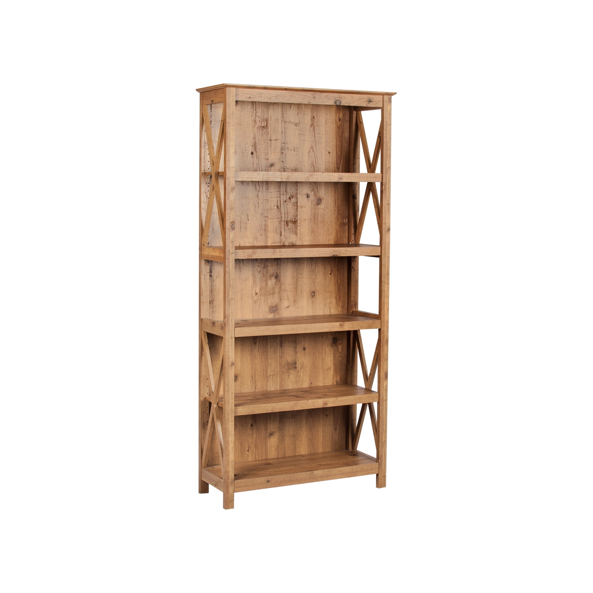 Austin 5Tier Wood Bookcase in Rustic Brown