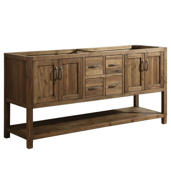Austin 72" Farmhouse Double Sink Bathroom Vanity Base Only - Solid Reclaimed Wood Construction, No Assembly Required