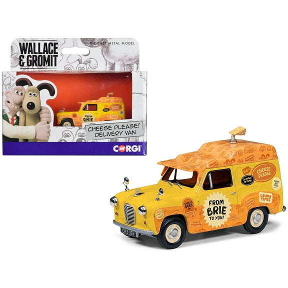Austin A35 Van RHD (Right Hand Drive) Yellow "Cheese Please" "Wallace & Gromit" Diecast Model Car by Corgi
