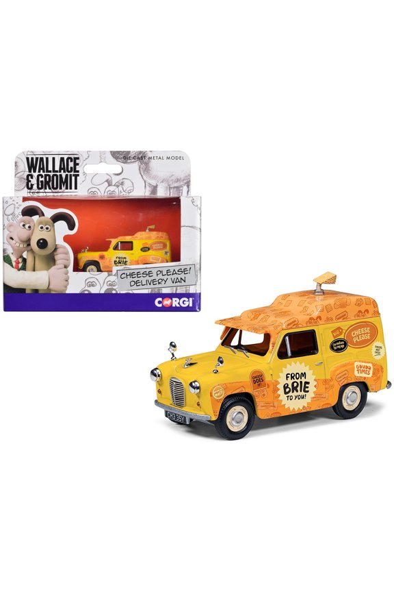 Austin A35 Van RHD (Right Hand Drive) Yellow "Cheese Please" "Wallace & Gromit" Diecast Model Car by Corgi