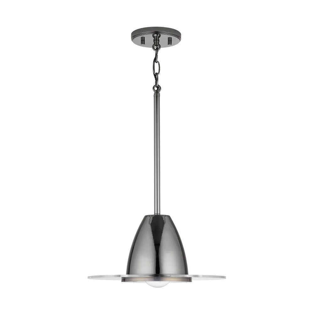 Jett 13.5" Black Chrome Pendant with Clear Acrylic Disc