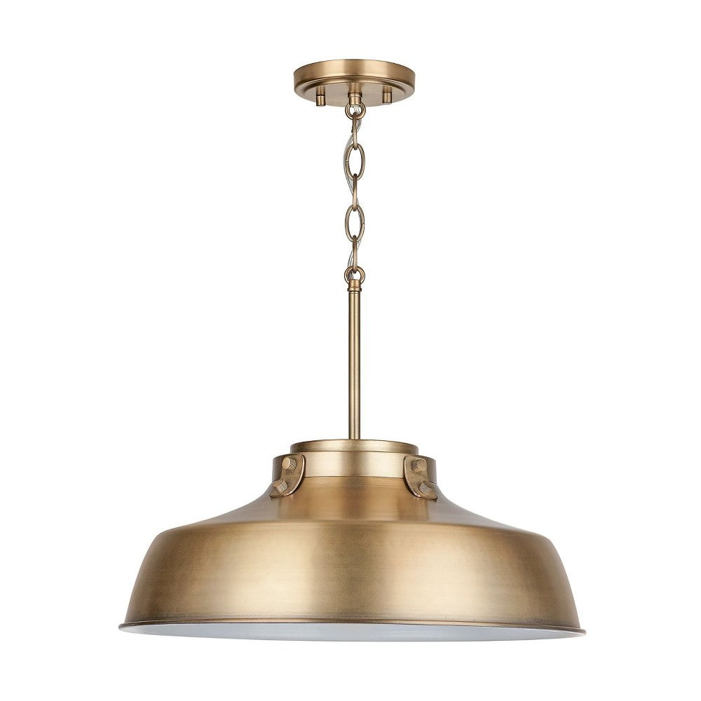 Aged Brass 1-Light Pendant with Metal Shade