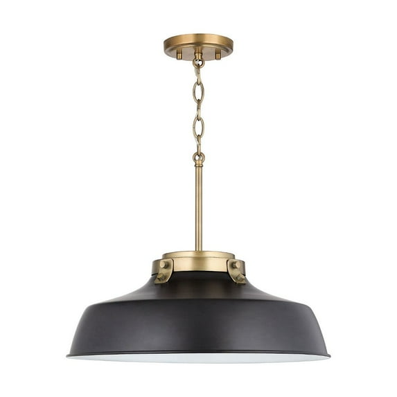 9D331A Austin Allen Oakwood - 1 Light Pendant In Urban and Industrial Style-7.25 Inches Tall and 18 Inches Wide-Matte Black Finish -Traditional