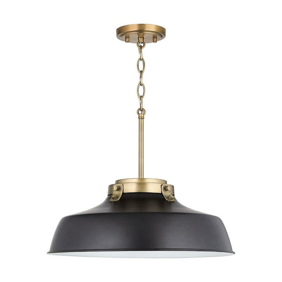 9D331A Austin Allen Oakwood - 1 Light Pendant In Urban and Industrial Style-7.25 Inches Tall and 18 Inches Wide-Matte Black Finish -Traditional