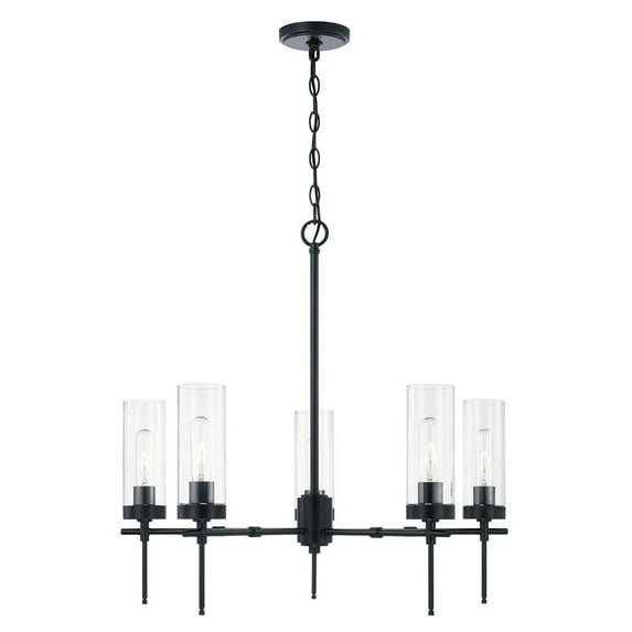 AA1017MB Austin Allen Riley - 5 Light Chandelier In Modern Style-26 Inches Tall and 27.5 Inches Wide-Matte Black Finish -Traditional Installation