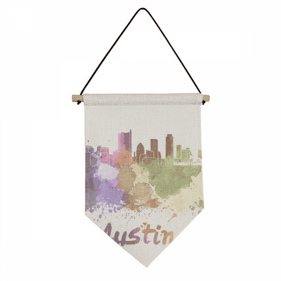 Austin America City Watercolor Canvas Flag Hanging Wall Art Decor Banner