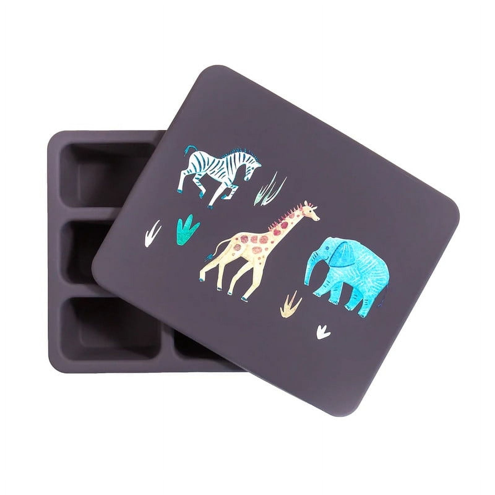 Austin Baby Co Bento Lunch Box for Toddler and Kids – Silicone Lunch Container with 5 Leak-proof Compartments – Food-Safe Materials, Sturdy, Dishwasher Safe, and BPA Free (Safari Faded Black)