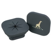 Austin Baby Co Silicone Collapsible Snack Bowl for Toddler and Kids – Reusable Snack Container with Two Specialized Lids – BPA free, Dishwasher Safe and Leakproof for Babies (Safari Faded Black)