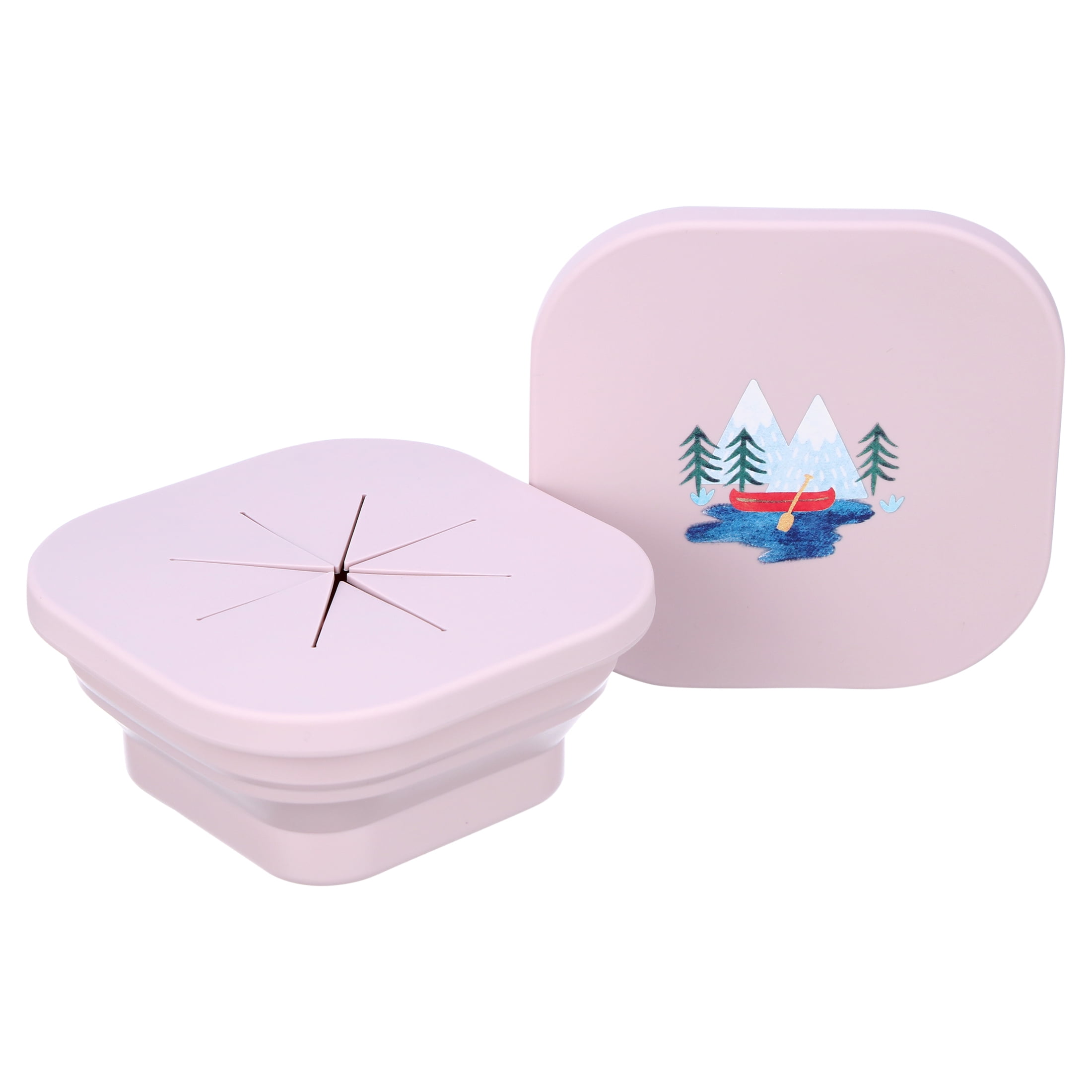Austin Baby Co Silicone Collapsible Snack Bowl for Toddler and Kids – Reusable Snack Container with Two Specialized Lids – BPA free, Dishwasher Safe and Leakproof for Babies (Camper Violet)