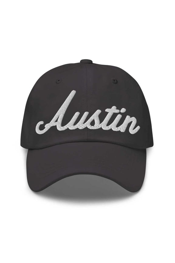 Austin Baseball Cap Austin Dad Hat Bold Script Ohio OH Hat Embroidered Souvenir Gift Dark Grey