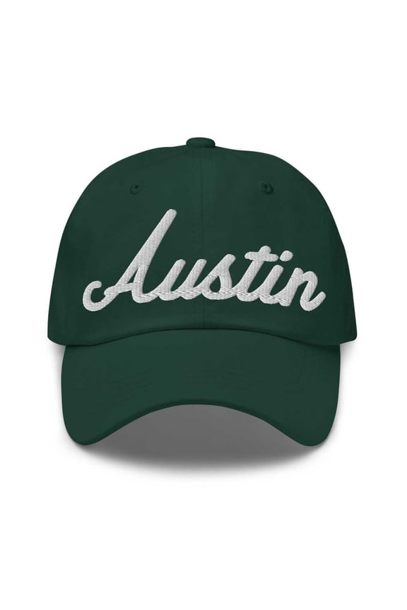 Austin Baseball Cap Austin Dad Hat Bold Script Ohio OH Hat Embroidered Souvenir Gift Spruce