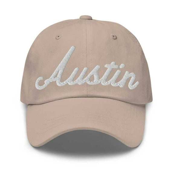 Austin Baseball Cap Austin Dad Hat Bold Script Ohio OH Hat Embroidered Souvenir Gift Stone
