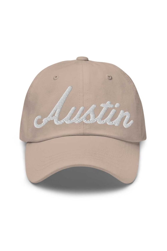 Austin Baseball Cap Austin Dad Hat Bold Script Ohio OH Hat Embroidered Souvenir Gift Stone