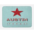 thumbnail image 1 of Austin Bath Mat, Texas Wording with a Star State Country Symbolic Design, Plush Bathroom Decor Mat with Non Slip Backing, 29.5" X 17.5", Ruby Pale Seafoam, by Ambesonne, 1 of 2