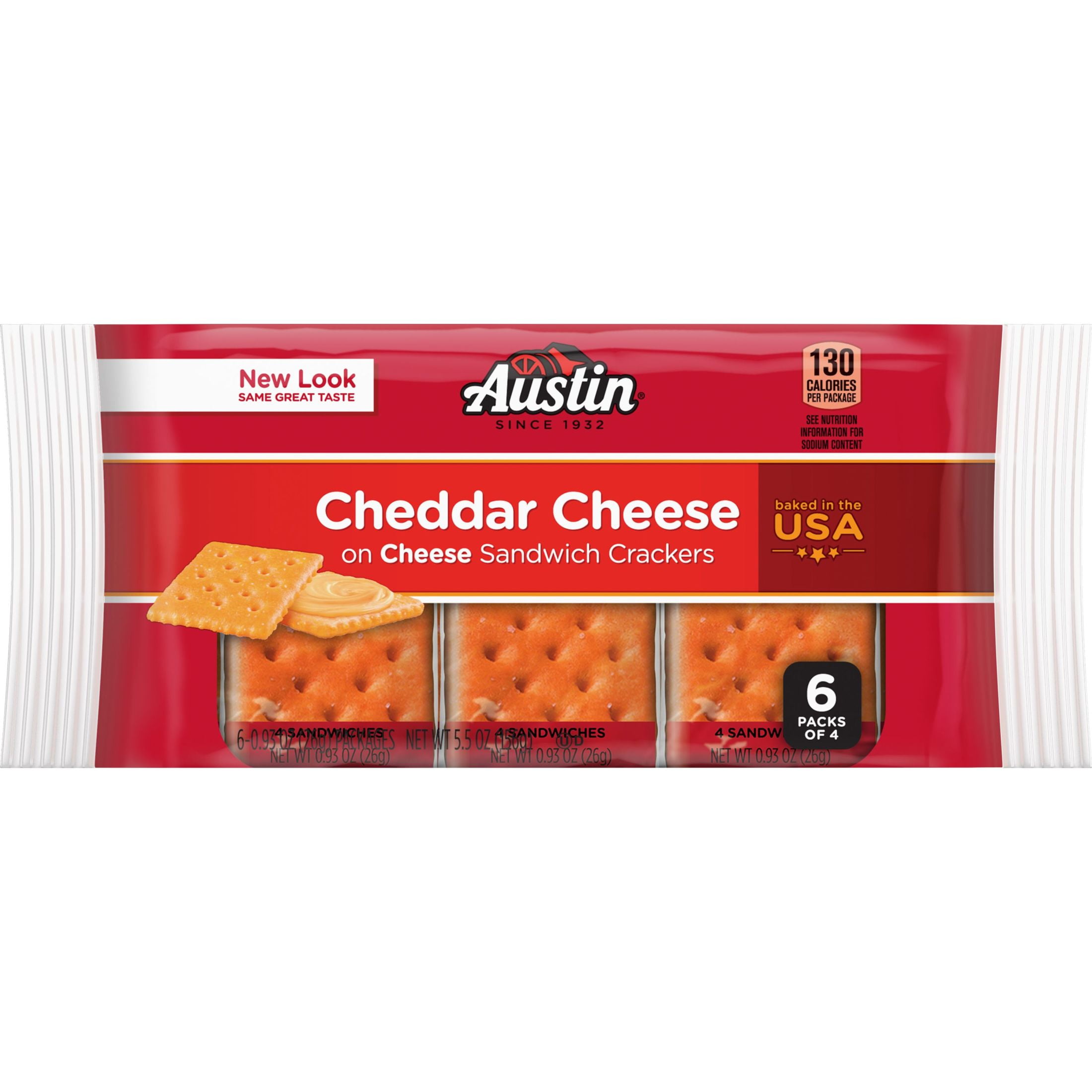 Austin Cheddar Cheese on Cheese Sandwich Crackers, Single Serve Snack