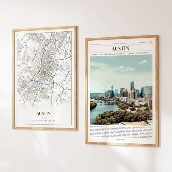 Austin City Prints Austin Map Austin Poster Photo Austin Wall Art Austin Photography Texas United States Set 2