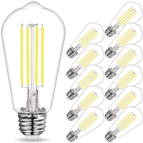 12Pack ST58 LED Edision Bulbs 60 Watt, Daylight White 5000K, E26 Base, Spiral Filament, Dimmable, Shatterproof