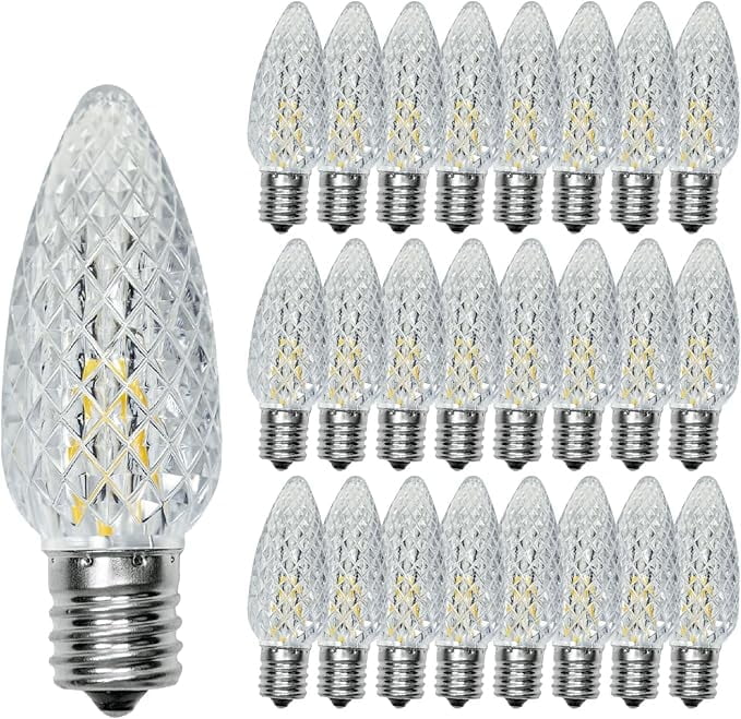 Austin Coast 25-Pack C9 LED Bulbs, Warm White 2700K, E17 Base, Commercial-Grade Outdoor Holiday & Christmas Lights