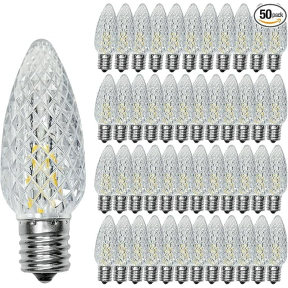 Austin Coast 50-Pack C9 LED Bulbs, Warm White 2700K, E17 Base, Commercial-Grade Outdoor Holiday & Christmas Lights