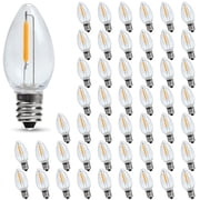 Austin Coast 50-Pack LED C7 Holiday & Christmas Light Bulbs, 0.6W Equivalent, E12 Base, Cool White