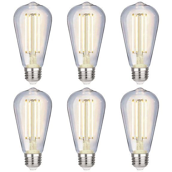YIMILITE 6-Pack ST58 LED Bulbs, 6W (60W Equivalent), Daylight White 5000K, E26 Base, Dimmable, 700 Lumens, Shatterproof